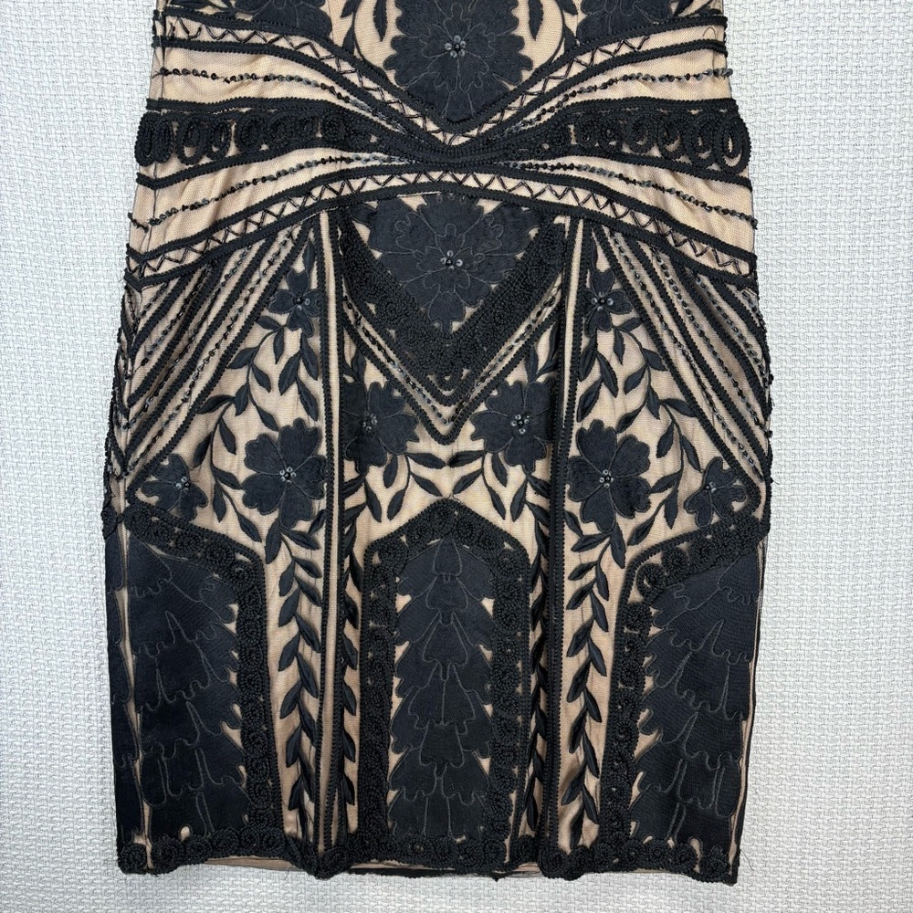 Vtg Sue Wong Black Lace Illusion Beaded Evening Cocktail Dress Sheer Back Small - Picture 8 of 12
